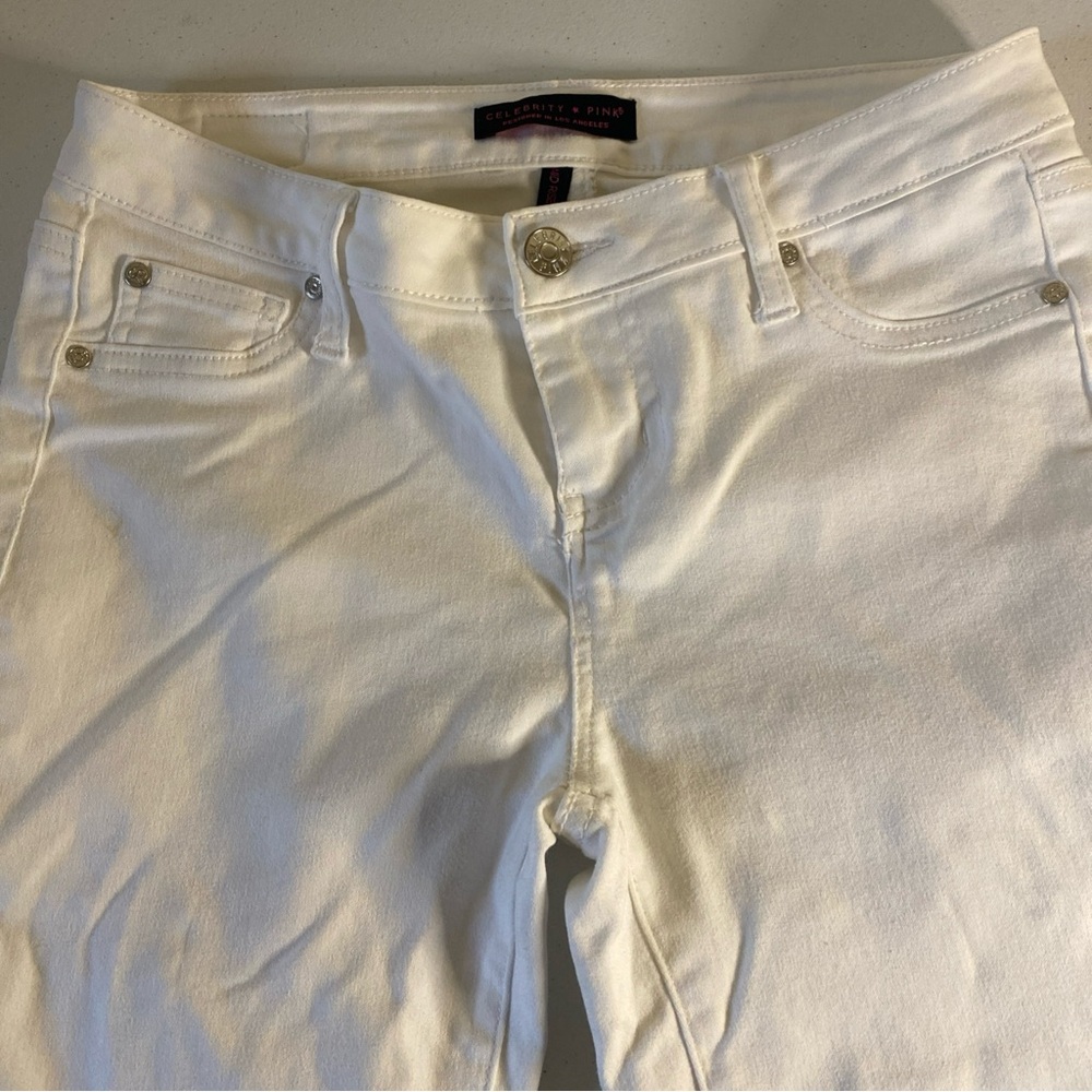 Celebrity Pink Women Mid Rise Ankle Skinny White Jeans Sz 3/26 (G)